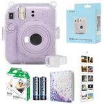 Fujifilm INSTAX Mini 12 Camera Lilac Purple id Bundle – Includes Mini 12 Purple Camera, 20-Shot INSTAX Mini Film, Clear Glitter Camera Case, Photo Album & Hanging Wall Photo Display
