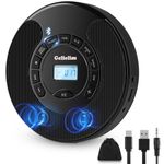 Gelielim Portable CD Player with Dual Stereo Speakers, Rechargeable Walkman CD Player for Car, Bluetooth Receiver and Transmitter, Headphone Jack & AUX, A-B Repeat and Speed+/- (No Earphones)