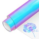 DINOVIN | SKY HOLOGRAPHIC | HTV Vinyl Rolls Heat Transfer Vinyl | 13inch x 36inch | HOLOGRAPHIC HTV Vinyl PU for Shirts, Iron on Vinyl for Cricut & Cameo - Easy to Cut & Weed for Heat Vinyl Design