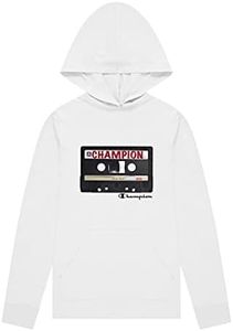 Champion Boys Long Sleeve Classic Hooded Tee Shirt Kids Clothes (Small, White Cassette)