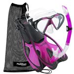 Phantom Aquatics Phantom Aquatics Adult Speed Sport Mask Fin Snorkel Set, Pink, ML/XL (9-11)