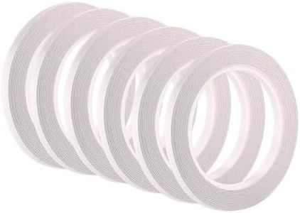 FEPITO 6 Rollos Cinta adhesiva de doble cara Cinta autoadhesiva para costura, manualidades, trabajo manual, 6 mm x 25 metros cada rollo