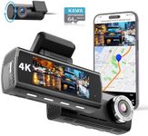 KAWA True 4K Dash Cam Front and Rear, Free 64GB Card, 2160P WiFi Dash Camera for Cars with Sony Starvis IMX415, Built-in GPS Dual Dashcam Voice Control, 3.16” IPS Screen, Night Vision, 24H Park Mode