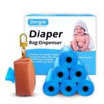 Dergik LEATHER Diaper Bag Dispenser | 105 Disposable Diaper Sacks (7 Pack Diaper Bags Refills) for Baby and Toddler Poop or Dirty Clothes | Portable Travel Essential and On the Go, Brown