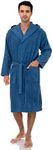 TowelSelections Mens Hooded Robe, Premium Cotton Terry Cloth Bathrobe, Soft Bath Robes for Men, Dutch Blue, Medium