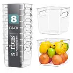 Sorbus Small Plastic Storage Bins - for Kitchen Organization, Pantry Organizers and Storage, Fridge Organizer, Cabinet Organizer, Refrigerator Organizer Bins - Clear Storage Bins (8 pack)