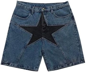 Aelfric Eden Unisex Star Patchwork Jorts Women Denim Shorts Men y2k Casual Streetwear Jeans Shorts Blue 25