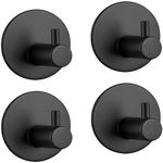 JIALTO Wall Towel Hooks Coat Hook Bathroom Matte Black Robe Hook SUS 304 Stainless Steel Heavy Duty Door Hanger Towel Robe Clothes Cabinet Closet Sponges Hook for Bathroom Kitchen Pool 4 Pack