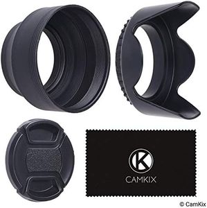 72mm Set of 2 Camera Lens Hoods and 1 Lens Cap - Rubber (Collapsible) + Tulip Flower - Sun Shade/Shield - Reduces Lens Flare and Glare - Blocks Excess Sunlight for Enhanced Photography and Video