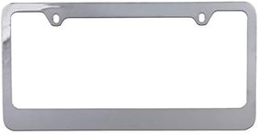 BDK Heavy Duty Rust-Proof Stainless Steel Metal Chrome Blank Plain License Plate Frame Universal Fit for Car Truck SUV Slim