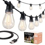 Brightech Ambience Pro USB Battery Powered String Lights - 24 Ft Commercial Grade Waterproof String Lights - Outdoor Shatterproof Patio Lights for Backyard, Porch - 1.5W LED Soft White Light