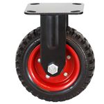 POWERTEC 6 Inch Caster Wheels, Heavy Duty Fixed Plate Casters with Rubber Knobby Tread for Workbench, Dolly, Cart, Trolley, Wagon and Chicken Coop, Large Rubber Castor Wheels, 1PK (17052V)