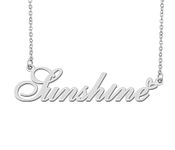 Silver Sunshine Name Necklace Heart Charm Pendant Stainless Steel Mother Day Jewelry for Best Friends Familys 16"