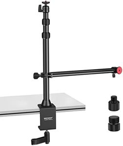 NEEWER Camera Desk Mount with Overhead Camera Mounting Arm and 1/4" Ball Head, 17" - 41" Adjustable Tabletop Light Stand with C Clamp for DSLR Camera, Phone, Ring Light, Webcam, Photo Video Shooting