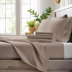 Bamboo Bay 4 Piece Queen Sheet Set - 100% Viscose Made from Bamboo Sheets Queen Size Bed Set - Ultra Soft Cooling Sheets for Hot Sleepers - Breathable Queen Sheets Fits Up to 16'' Deep Pocket - Sand