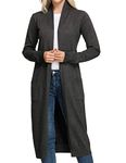 GRACE KARIN Women's Open Front Lapel Knit Cardigan Sweater with Pockets(S,Drak Black)