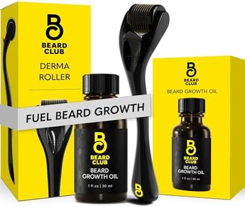 Beard Club Derma Roller & Beard Growth Oil - Microneedling Roller with 540 Titanium Coated Microneedles & Cedar, Sandalwood Beard Oil