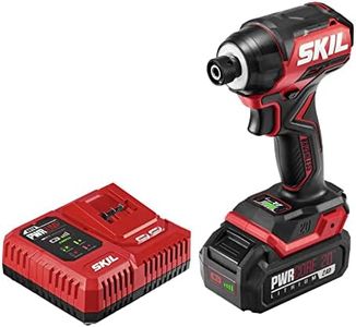 Skil PWR CORE 20 Brushless 20V 1/4" Hex Compact Impact Driver Kit with 3-Speed & Halo Light & One-Handed Collet Including 2.0Ah Battery and Charger- ID6739B-10