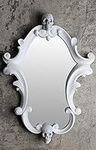 GUTE Small White Skull Mirror 17" H 12" W - Skull Shaped Mirror, Rustic Wall Mirror, Decorative Mirror Wall Decor, Spooky Gothic Mirror, Wall-Mounted Goth Room Decor, Holiday Ideas