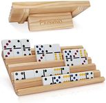 Domino Racks Set of 2, Plusvivo Train Mexicain Domino Trays Holders 5 Rows with Adjustable Anti-Slip Bracket, for Mexican Train Dominoes Set Game, Rummikub Game, Scrabble Tiles, Up to 100 Tiles