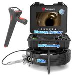 Sanyipace Sewer Inspection Camera, 50M Drain Camera with Pipe Locator, Self-Leveling, 512Hz Transmitter and DVR with Speaker, 7mm Cable, 10.1" Screen, 32GB Card