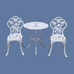 KAILI Outdoor Furniture Bistro Set with Rose Pattern 1 Table 2 Chairs for Garden Patio Porch (Rose-White)