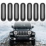 SKUNTUANG Black Car Front Mesh Grille Inserts Clip-in Grille Guard For 2007-2015 Jeep Wrangler JK & Wrangler Unlimited(Pack of 7)