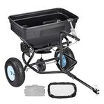 VEVOR Tow Behind Broadcast Spreader, 130LBS Capacity, Tow/Push Garden Spreader with 13 in Tires, 30 Adjustable Setting & 9.8 ft Spreading Width, Lawn Spreaders for Seed, Fertilizer, Salt, Ice Melt