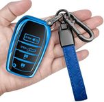 Sindeda for Toyota Key Fob Cover with Keychain Soft Full Protection Key Shell fit for 2025 Camry 2019-2024 Venza, RAV4 Prime, Land Cruiser, Fortuner, Grand Highlander, Corolla Cross 4-5Buttons(Blue)