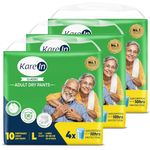 Karein Classic Adult Diaper Pant L Size, Large, Waist (90-120 cm 35'-47'), 30 Unit, Long Protection Hour, Unisex, Quick & Even Absorption, Anti-Bacterial, Leakproof, Odour Control, Wetness Indicator