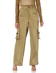 The Drop Women's Jessenia Shine Cargo Pants, Martini Olive, XXS