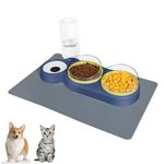 Marchul Cat Bowls, Cat Food and Water Bowl for Cat and Small Dog, Tilted Cat Feeding Bowls, 3 in 1 Raised Cat Bowl for Cat Small Dog