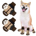 RETOLIT Anti-Slip Dog Socks Paws Stop Licking - 2 Pairs Thick Dog Socks with Grips & Adjustable Strap for Hardwood Floor Indoor Walking, Dog Socks Injured Paw Protector for Small Medium Large Dogs