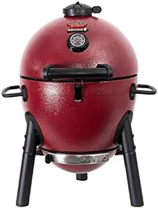 Char-Griller® AKORN® Jr. Portable Kamado Charcoal Grill and Smoker with Cast Iron Grates and Locking Lid with 155 Cooking Square Inches in Red, Model E06614