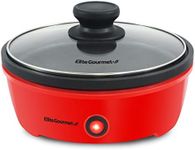 Elite Gourmet EGL-6101# Personal Stir Fry Griddle Pan, Rapid Heat Up, 650 Watts PFOA-Free Non-Stick Electric Skillet with Tempered Glass Lid, Red