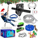 X XBEN Zip line Kit for Kids and Adults Outdoor: Up to 500Lbs - 200FT Quick Tighten Zipline for Backyard with Removable Trolley Swing Seat Spring Brake Ratchet Strap