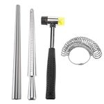 LuckyHigh Ring Mandrel, Ring Measuring Stick, Ring Sizer Gauge, Jewelry Ring Hammer, Jewelry Ring Measuring Sizing Tools Rubber Hammer Mallet Circle Models Metal Ring Mandrel Sizer Stick Finger Sizing Gauge