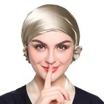 LilySilk Taupe Silk Sleeping Cap for Hair Stretchy Adjustable Large -Night Cap- for Women 100 Real Silk Bonnet Sleep Cap- for Curls
