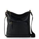 The Sak Women's Bag Iris Crossbody in Leather, Casual Purse with Adjustable Strap & Zipper Pockets, Black, One Size