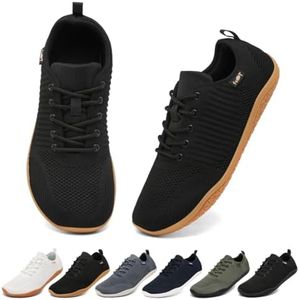 Geweo Barfußschuhe Herren Barfuß Sneaker Barfuss Schuhe Männer Barfussschuhe Sommer Barefoot Shoes Laufschuhe Turnschuhe Fitnessschuhe Schwarz Gummi 42