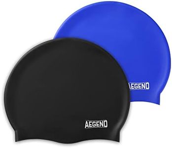 Aegend 2 Pack Kids Swim Cap for Age 4-12, Durable Silicone Swimming Cap for Boys Girls Youths, Comfortable Fit for Long/Short Hair