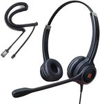 IPD IPH-255 Optimo-X Duo Ear Noise canceling,Corded headset for Call center,Office and Landline phones w U10P bottom cable w RJ9 jack works with Poycom VVX,Avaya,Nortel, Mitel and many other IP phones