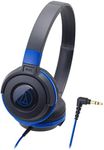 Audio-Technica ATH-S100 BBL Headphones Wired Street Monitoring Portable On-Ear Headphones Black Blue