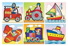 Frank 6 in 1 First Fun & Educational Jigsaw Puzzles for Kids - Combo Pack of 2 (3 Cardboard Puzzles Each) -Transport & Travel Time - Age 3 Years Old & Above- Fun & Challenging Brain Booster Games