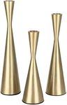 Vixdonos Brass Gold Taper Candlestick Holders Metal Candle Holders Set of 3 Table Mantel Decorative Candle Stand for Wedding, Dinning, Party,Home Decor (Gold)