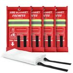 FIREWESS Emergency Fire Blanket, 4Pack Fiberglass Flame Retardant Fire Blankets Emergency for Home, Kitchen, Car, Office, Grill, 39.4X 39.4inch Fire Extinguisher Blanket