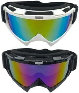 ActHose Ski Goggles, Snowboard Goggles for Men Women, Motocross Riding Goggles, UV Protection, Windproof Anti-Fog, 2 Pack (Black Five-Color and White Red)
