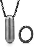 TISUR Titanium Pill Case with 28'' Necklace Chain,Micro Keychain Pill Holder.Waterproof Pill Fob for Emergency Aspirin & Nitroglycerin for Travel Purse Pocket(with Black Chain)