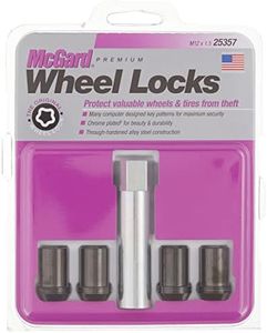 MCGARD 25357 Tuner Style Cone Seat Wheel Locks Black (M12 x 1.5 Thread Size) - Set of 4, 4 Locks / 1 Key