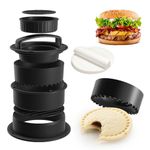 HASTHIP® 4 in 1 Stuffed Burger Press Sandwich Maker Sealer Burger Maker Ring Mold Press Multi Size Burger Patties Press Stackable Kitchen Burger Patty Shaper with 100 Pcs Non-Stick Patty Papers